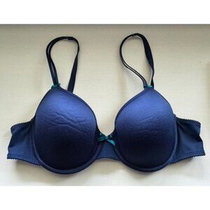 Chantelle Basic Invisible Memory Foam T-Shirt Bra 1241 Navy Blue Underwire 36B